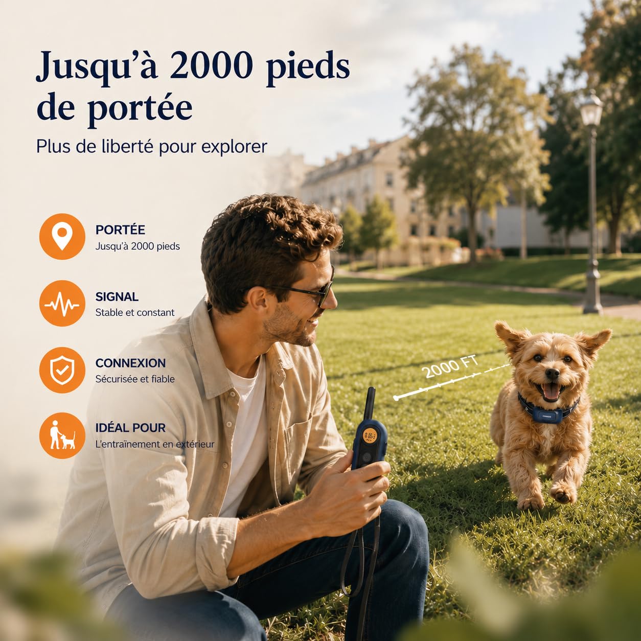 Collier Dressage Chien, Collier Anti-Aboiement étanche avec Télécommande | Rechargeable, Êtanche lPX7, 3 Modes (Bip, Vibration, Choc), pour Petite Taille de 100 livres Chiens de Taille Moyenne