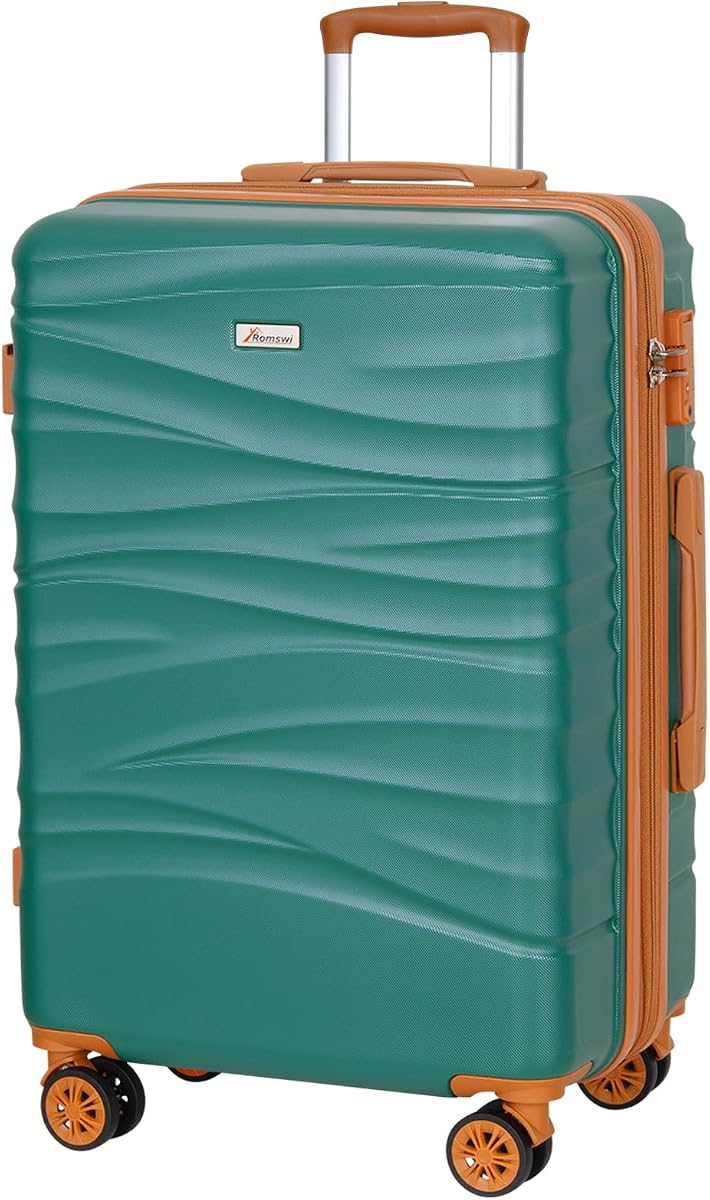 Romswi 30" Hardside Checked Luggage, Large Checked Suitcase with Dual Spinner Wheels, Hardshell Suitcase with TSA Lock,YKK Zipper, Scratch-Resistantr Green