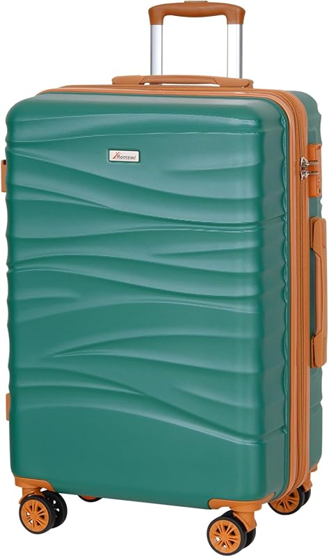 Romswi 30" Hardside Checked Luggage, Large Checked Suitcase with Dual Spinner Wheels, Hardshell Suitcase with TSA Lock,YKK Zipper, Scratch-Resistantr Green