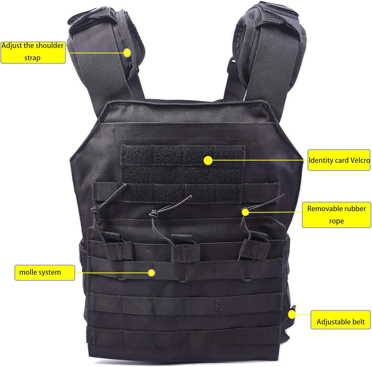 Tactical Molle Vest Breathable Combat Training Vest 1000D Oxford Cloth Outdoor Hunting Air Soft Vests Sports Equipment Weight-Bearing Shoulder Strap Vests - Image 4
