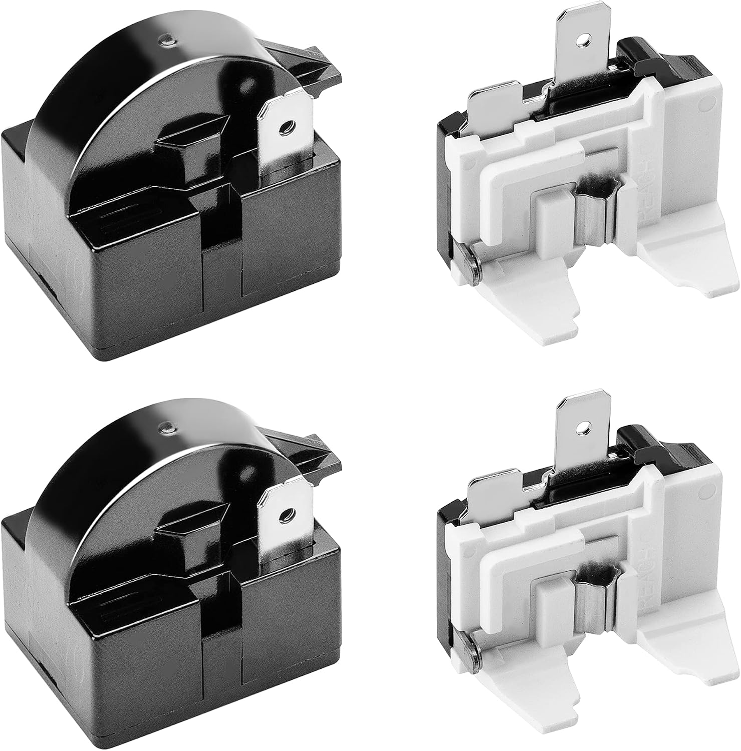 Wehhbtye 4 PCS 1 Pin Refrigerator Starter Relay,QP2-4.7/4r7 Relay,1 Pin Refrigerator Starter Relay and 6750C-0005P Refrigerator Overload Protector,Compatible with LG Refrigerator Compressor,Freezers