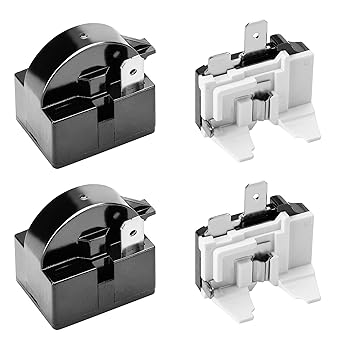 Wehhbtye 4 PCS 1 Pin Refrigerator Starter Relay QP2-4.7/4r7 and 6750C-0005P Overload Protector - Compatible With LG Compressor and Freezers
