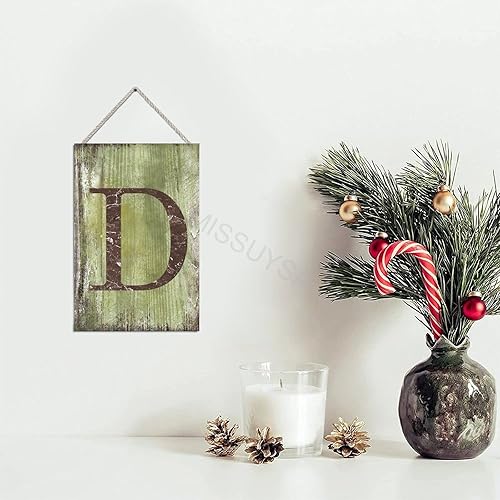 Vista 286 de Letrero colgante de madera con letra J, letrero de madera para decoración del hogar, 26 letras del alfabeto de metal, placa de madera, decoración