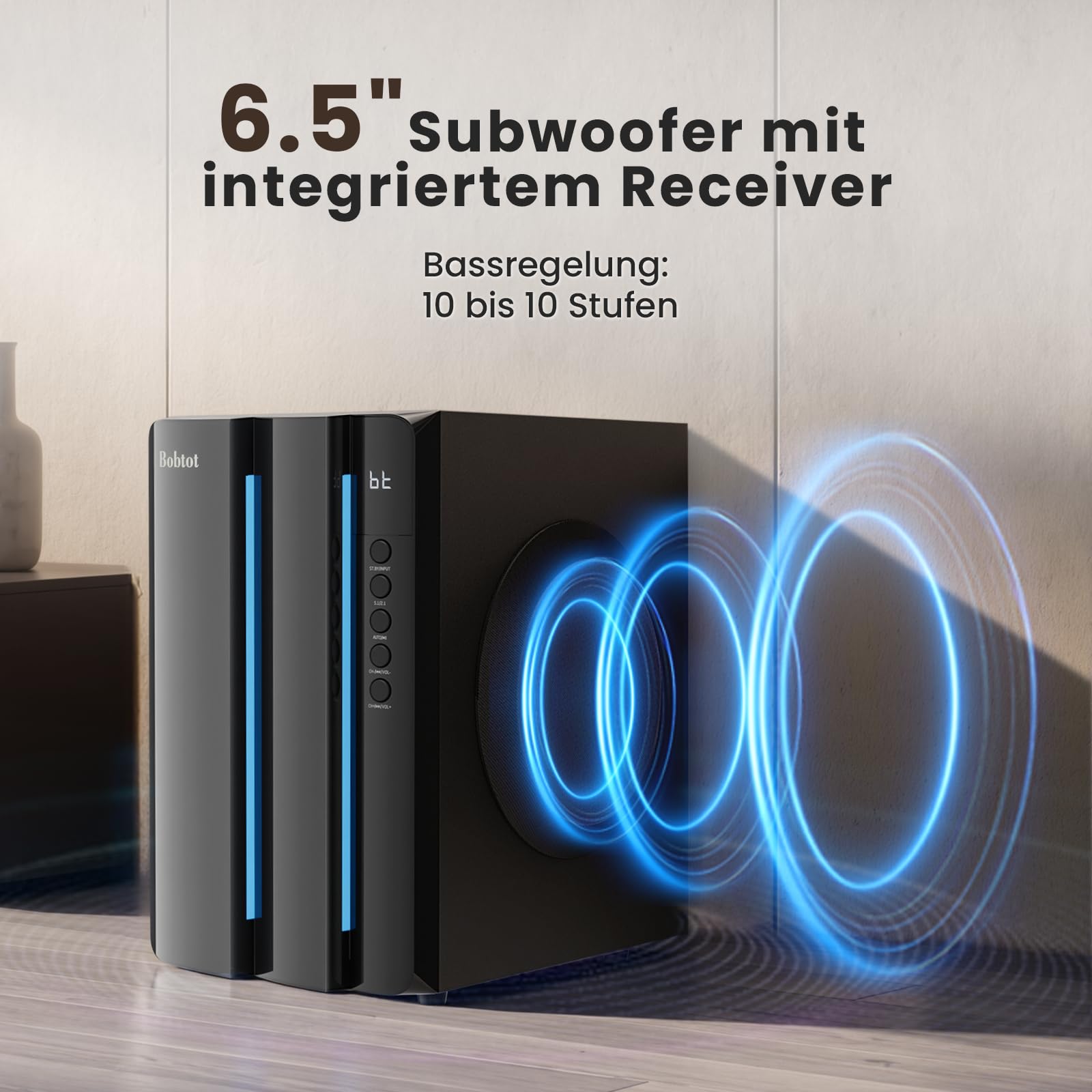 Bobtot Surround Sound System Heimkinosystem – 800W Spitzenleistung, 16,5-cm-Subwoofer, 5.1 soundsystem-Lautsprecher, ARC, optischer AUX, Bluetooth US-zu-EU-Netzsteckeradapter im Lieferumfang enthalten