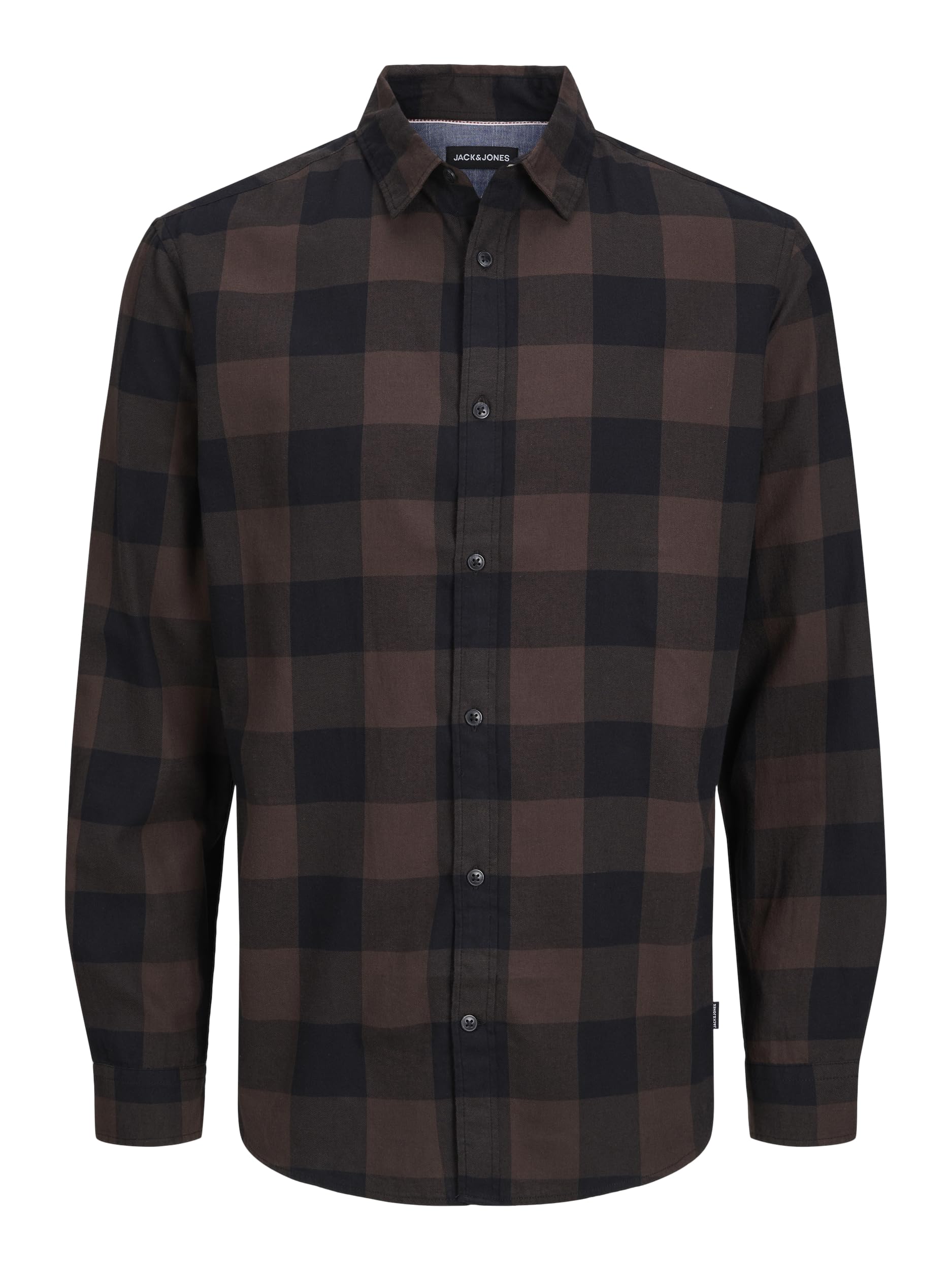 JACK & JONES Men's Jjegingham Twill Shirt L/S Ps Noos, Seal Brown, 6XL Große Größen