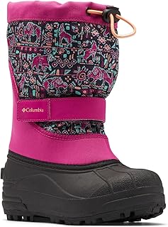 Bota de neve unissex infantil com estampa Powderbug Plus II, Wild Fuchsia/Bright Nectar