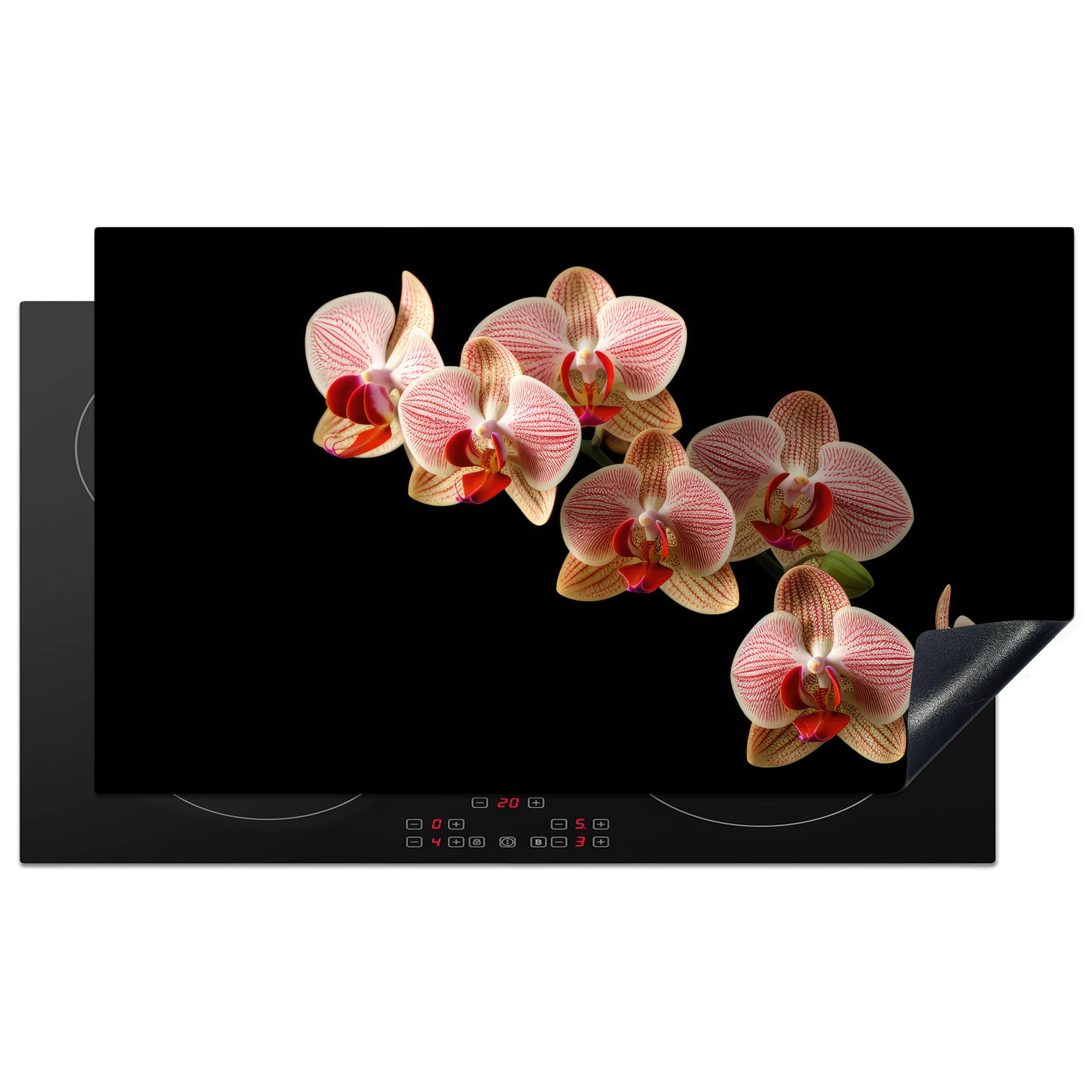 KitchenYeah© Induction Hob Cover Protector Mat 20.5"x35.4" / 90x52 cm Kitchen Universal Ceramic Covers for Electric Cookers Vinyl Flowers - Orchid - Pink - Botanical - Nature