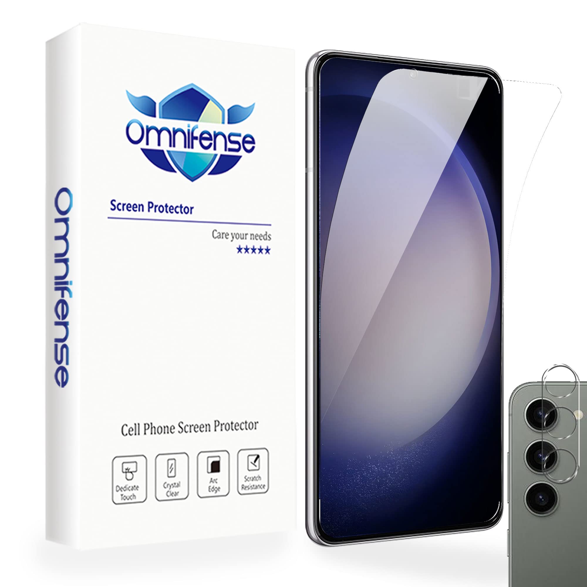 OmnifenseGalaxy S23 Plus Screen Protector Ultrathin Glass [2 Pack] and Tempered Glass Camera Lens Protector [1 Pack], [Support Fingerprint Unlock] Case Friendly Smudge Resistant Anti Scratch for