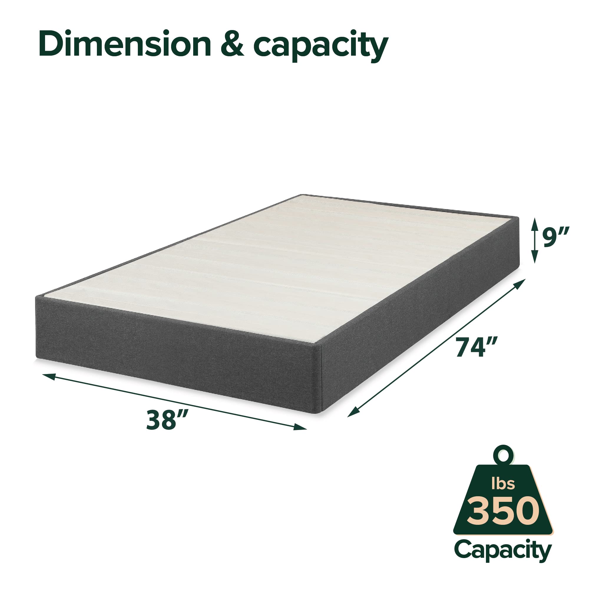 Snapklik.com : Zinus Upholstered Metal And Wood Box Spring