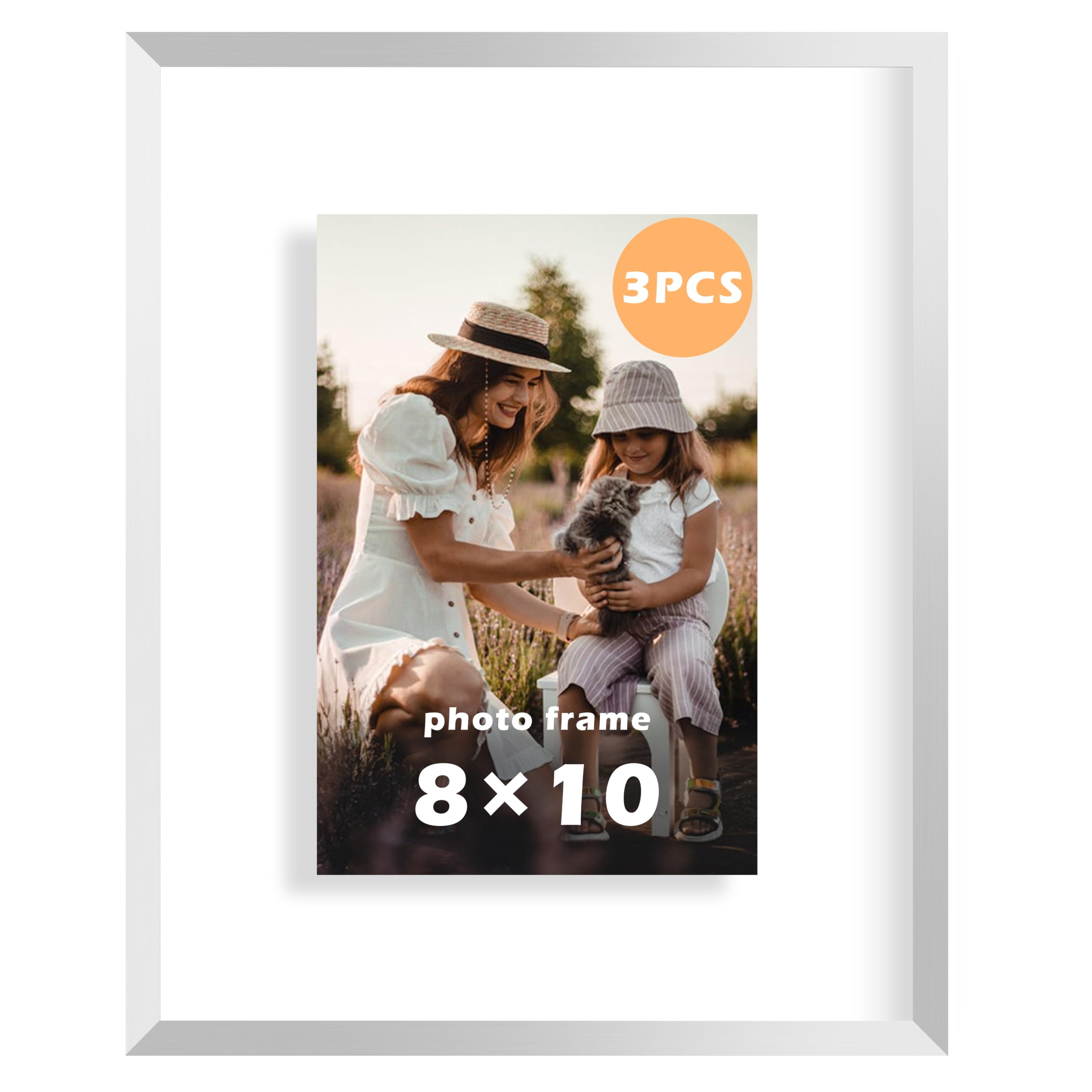 Cadres photo flottants argentés 20,3x25,4 cm FrameWorks lot de 3 pour salon moderne