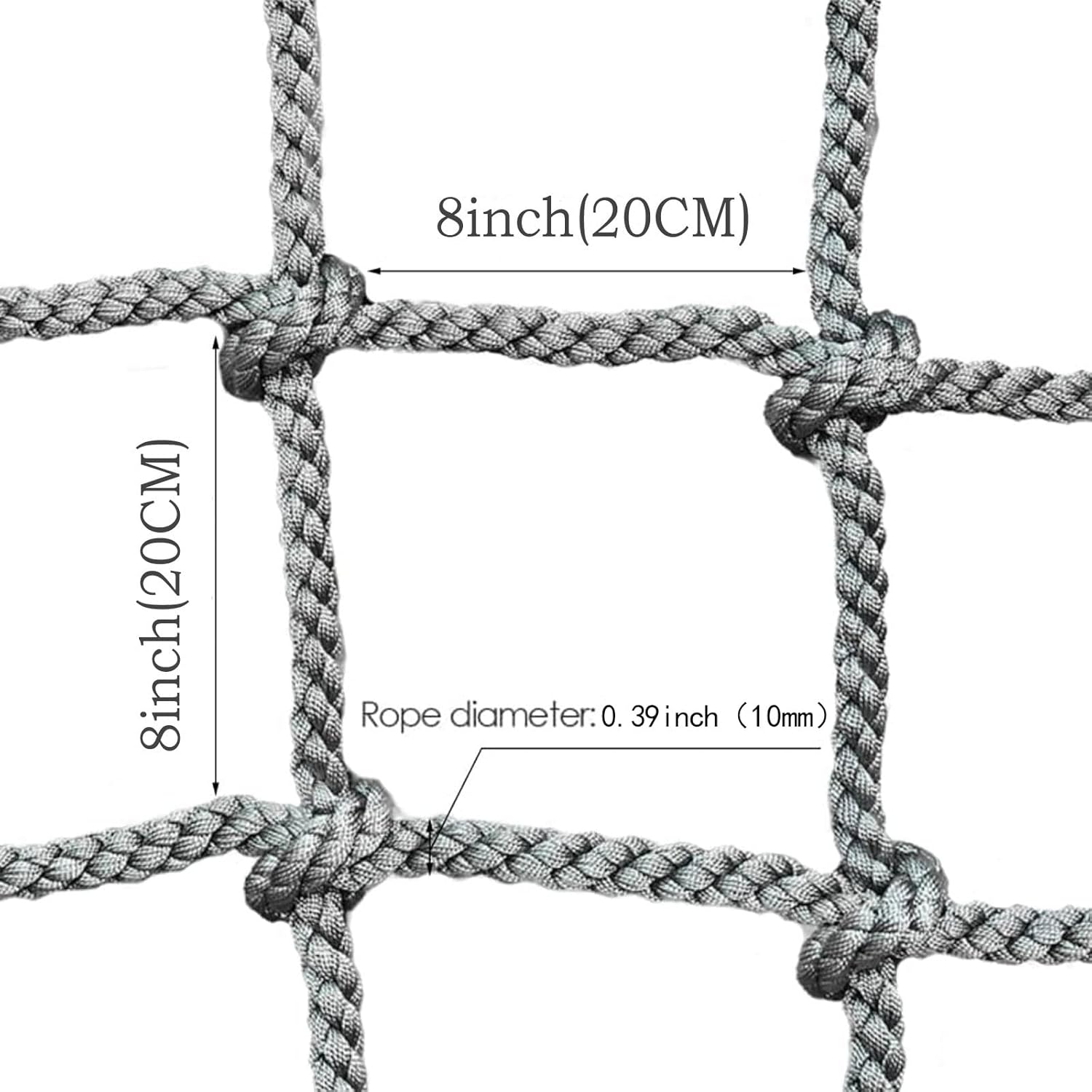 Kids Climbing Net - Safety Rope Ladder for Indoor & Outdoor Playgrounds, Garden Fence Decoration, Balcony Railing & Stair Protection - 2m x 2m Cargo Net