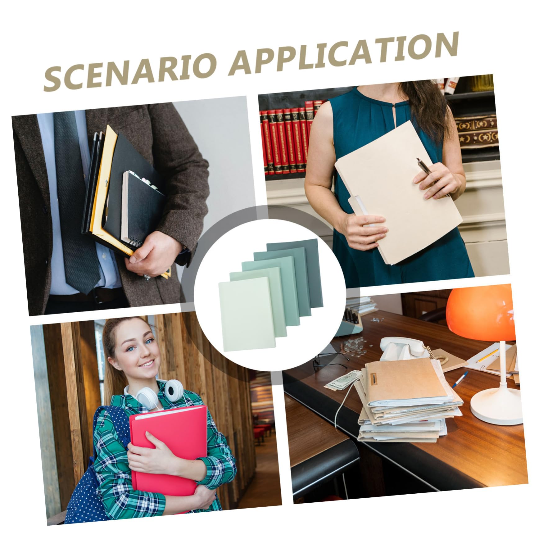 Uonlytech Cartella di Presentazione A4 Verde 5 Pezzi in Pp 32 Pagine e Tasche Multiple Organizer Documenti per Lavoro e Uso Quotidiano Facile da Trasportare