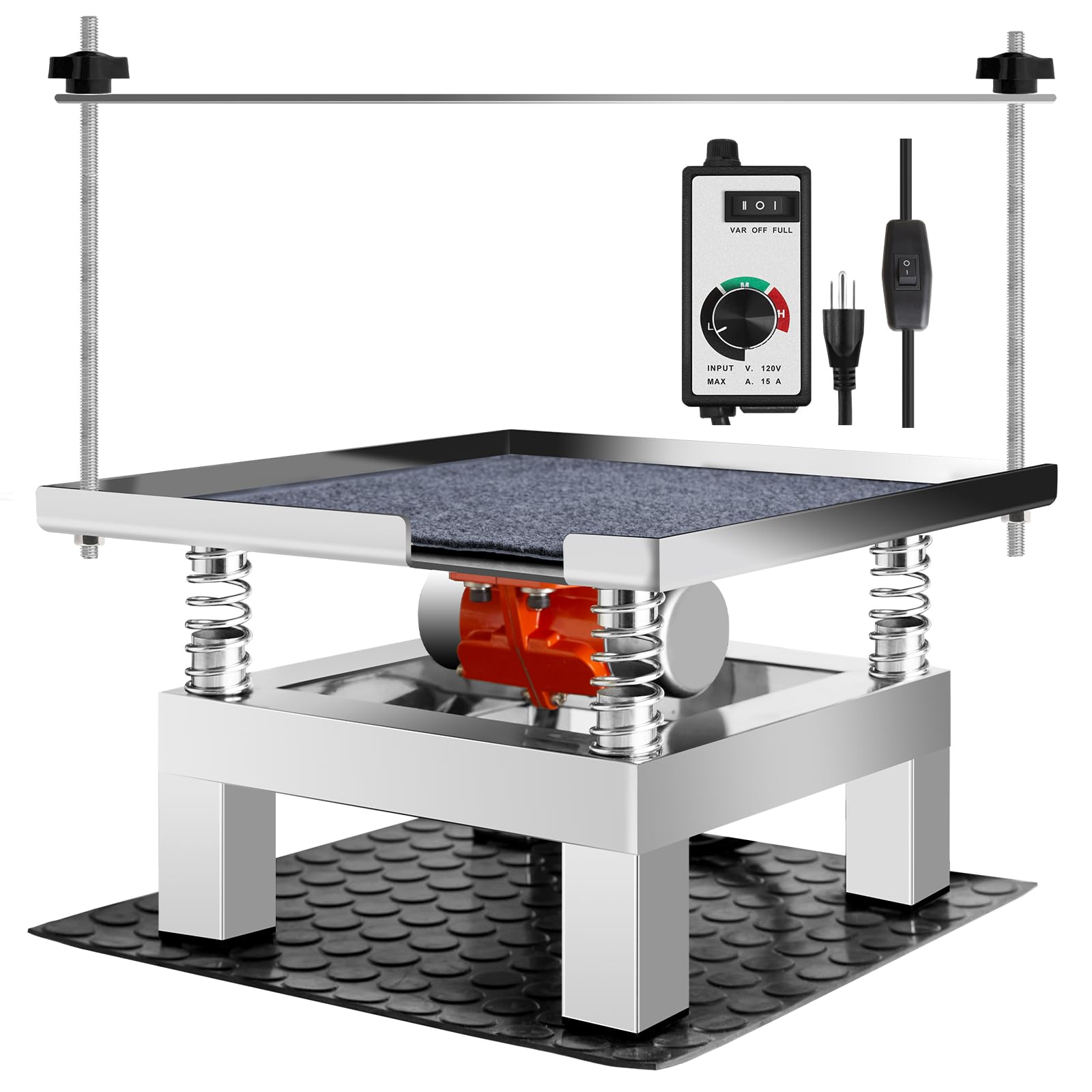 Table vibrante en béton 49,7 cm en acier inoxydable 110V avec tapis