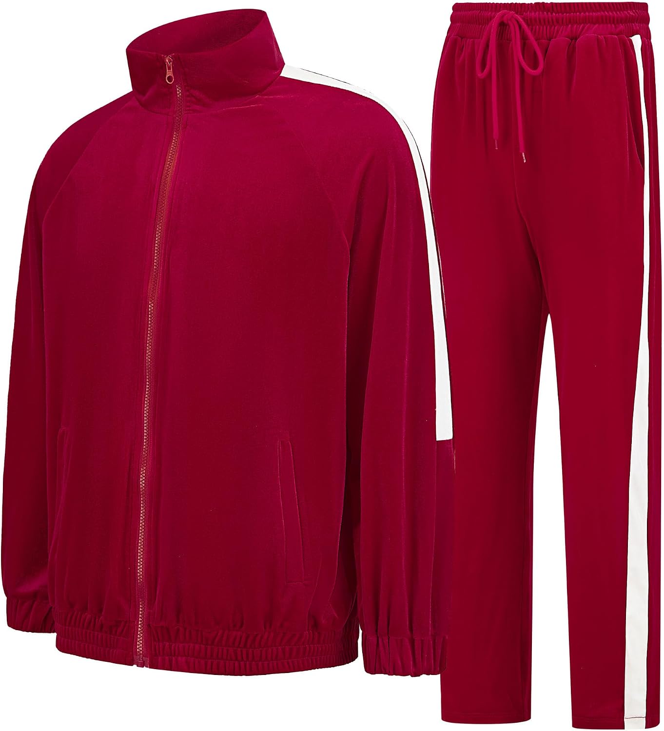 Mens Tracksuit 2 Piece Velour Sweatsuit for Men Casual Full Zip Jogging Suit Jacket Pants Set