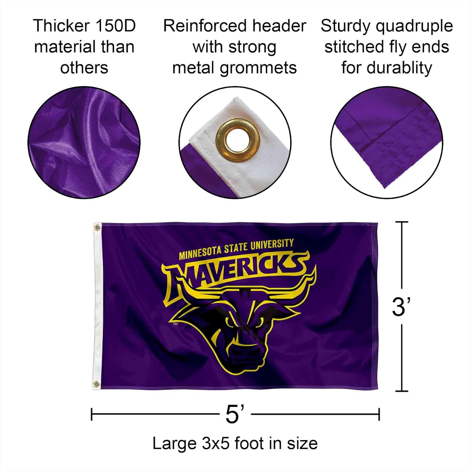 Minnesota State Mavericks Mavs University Large College Flag - Image 2
