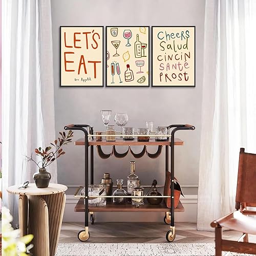 Miniatura 6 de 3 botellas de alcohol retro coloridas para bebidas, animaciones, arte de pared, pinturas de Let's Eat, impresiones de carteles de letras de cóctel