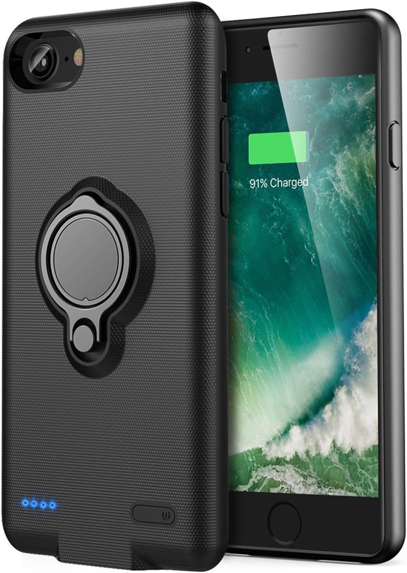 iPhone 6/6s Battery Case - Veepax Premium 5000mAh Portable Charging Case Rechargeable Extended Battery Pack with Car Holder Kickstand for Apple iPhone 6/6s/7/8 (4.7 Inch) - Black