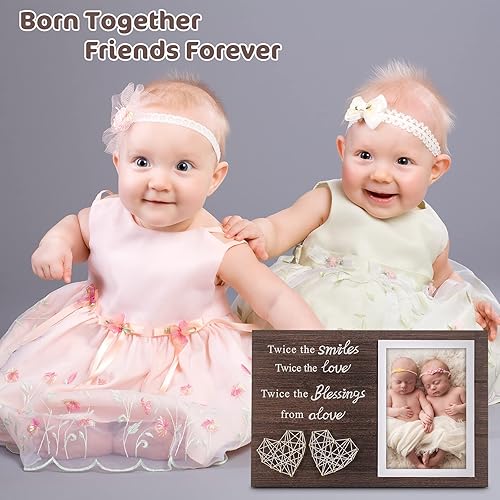 Miniatura 5 de Yakucho Marco de fotos para bebés gemelos, regalo para baby shower, padres, nueva mamá, papá, marco de fotos, regalos para amiga e hija