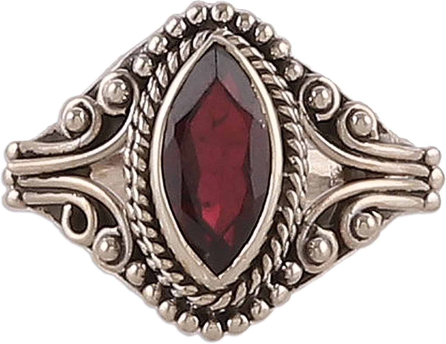 NOVICA Garnet .925 Sterling Silver Ring 'Passionate Luxury'