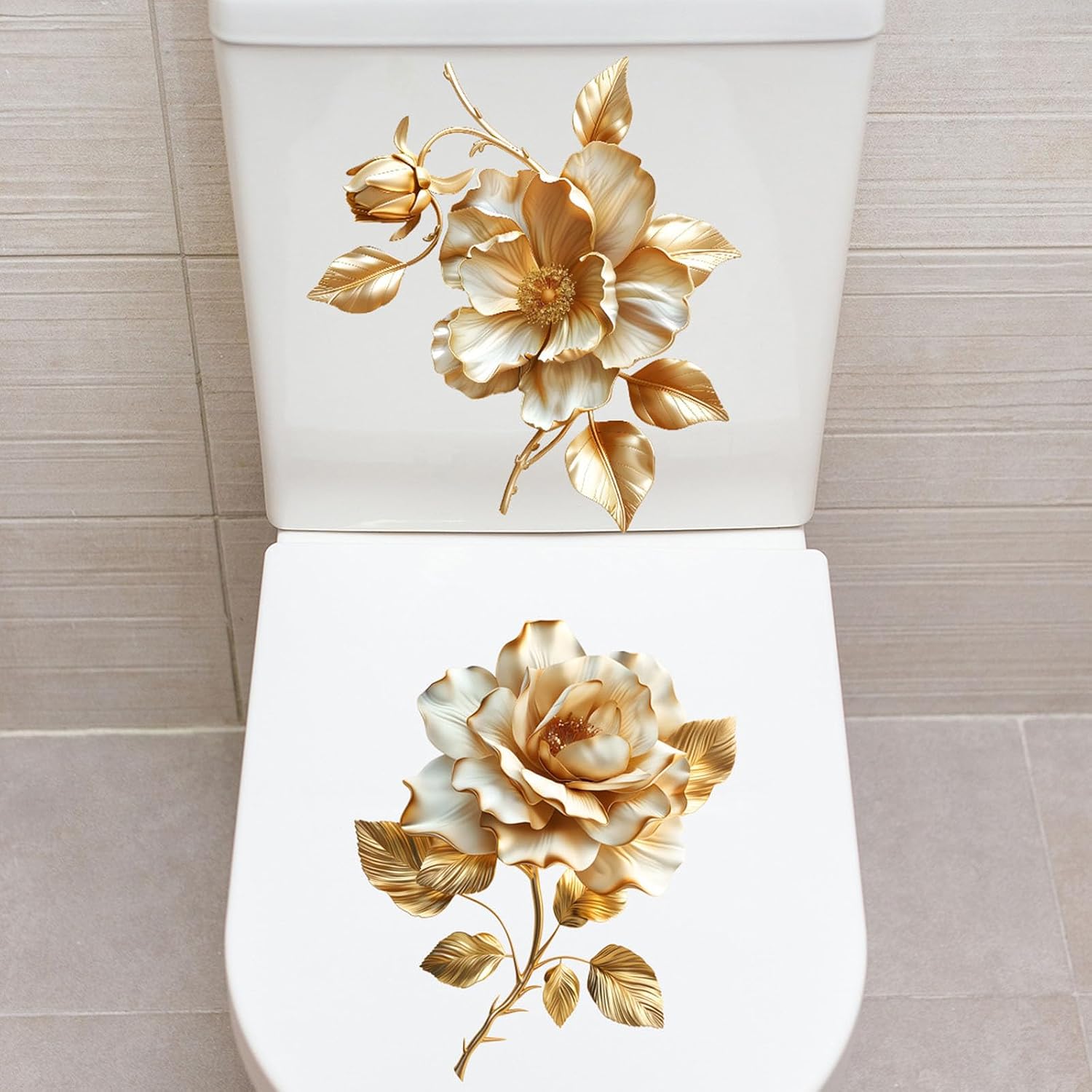 Removable Flower Toilet Lid Stickers for Bathroom Wall Flower Toilet Stickers Decal