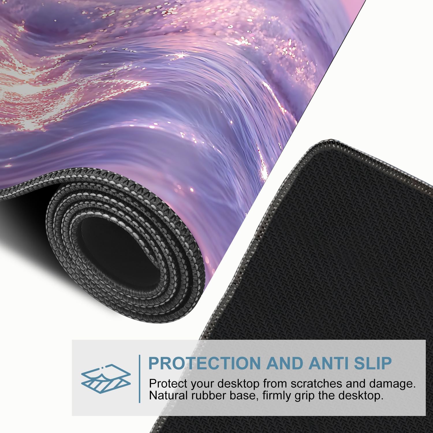 Ocean Wave Extended Gaming Mouse Pad,35.4 x 15.7 Inch Large Mousepad with Stitched Edges,Water-Resistant Desk Mat with Non-Slip Rubber Base for Gaming,Office,Home Office