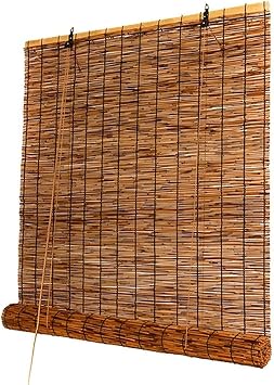 Bamboo Blinds for Indoor Windows, Bamboo Roller Shades for Patio Balcony Privacy Screen, Natural Woven Blind with Lifter, UV Protection Window Shades Cordless, Easy to Install40" x 48"