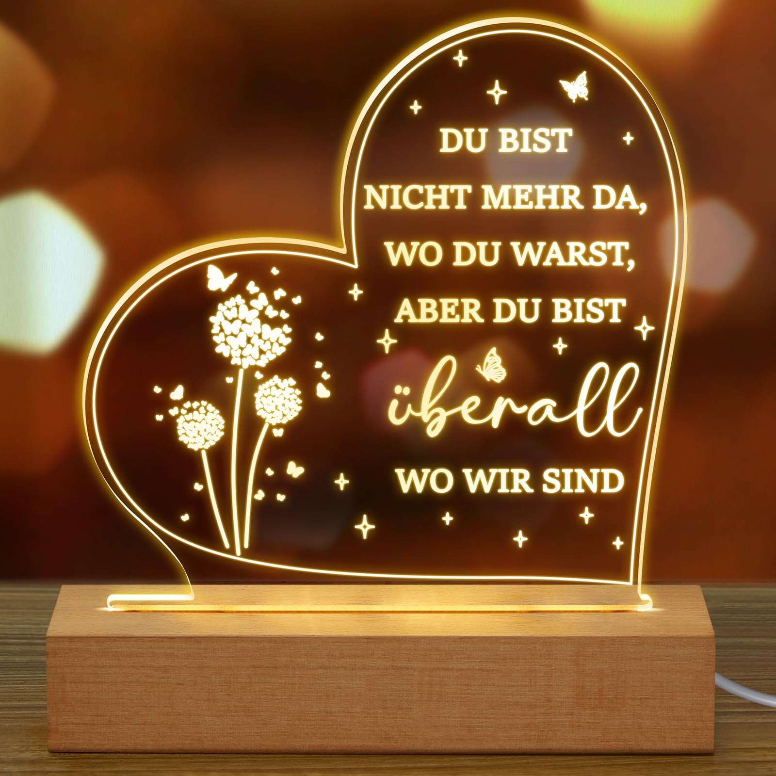 Fiada Trauergeschenk Trauerlicht Trauer Geschenke für Trauernde zur Beerdigung Trauer Andenken an Verstorbene Beileid Geschenk (ABER DU BIST ÜBERALL,WO WIR SIND)