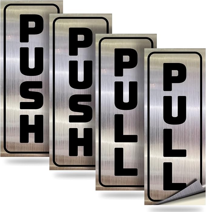iSYFIX Push Pull Stickers Sign 2 pack 2x5 inch