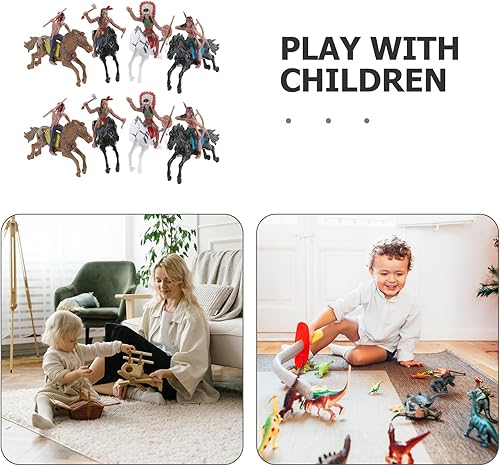 Miniatura 7 de NUOBESTY Figuras de modelo indio, equitación de plástico indios, figuras de nativos americanos, 8 piezas