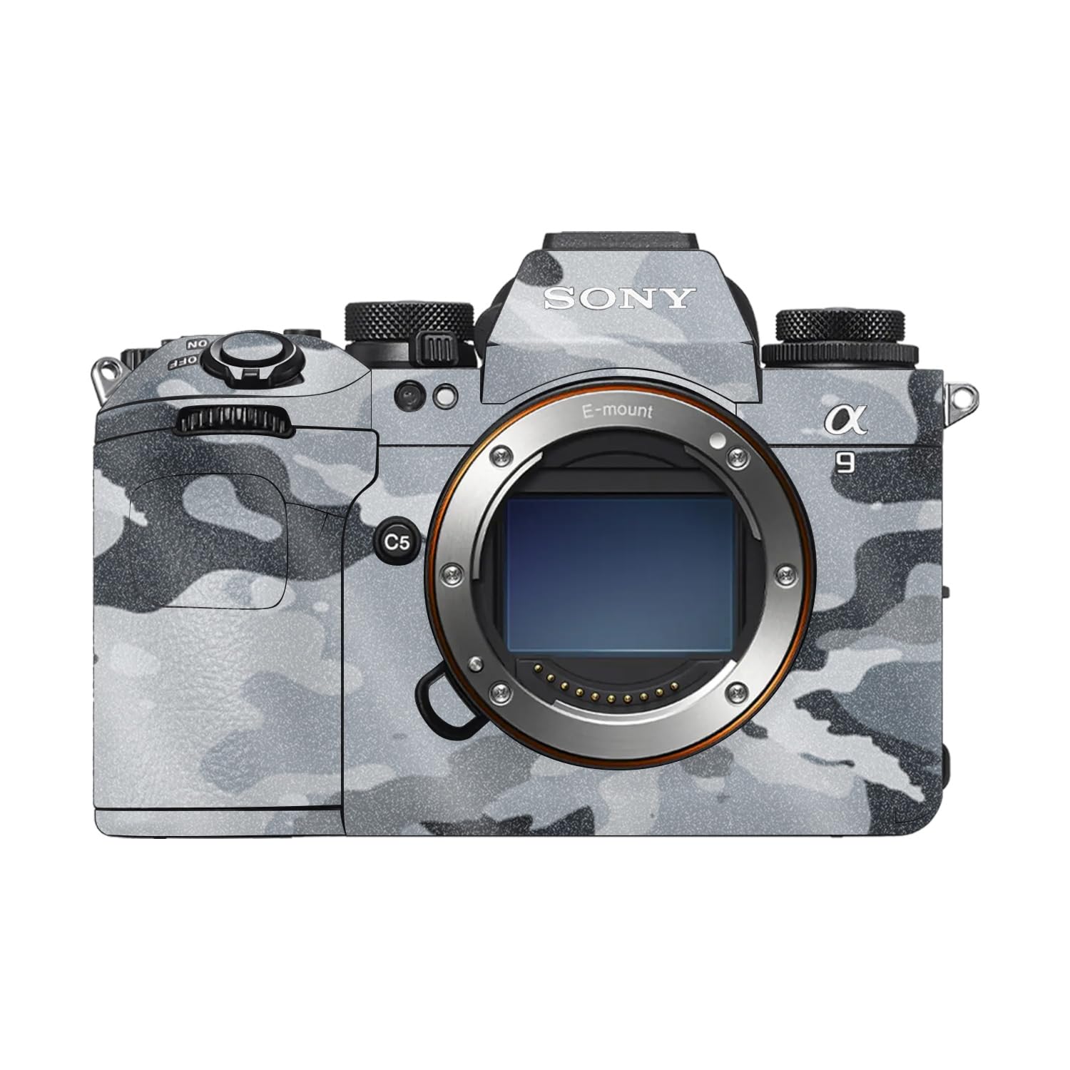 Glossy Glitter Camera Skin Compatible with Sony Alpha 9 III (2024) - Gray Camouflage - Premium 3M Vinyl Protective Wrap Decal Cover - Easy to Apply | Crafted in the USA by MightySkins