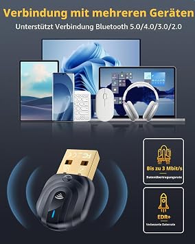ZEXMTE USB Bluetooth Adapter for PC with FPC Antenna Long Distance Bluetooth Dongle Can Be 50 m Stable Signal for Desktop Laptop Windows 11/10 Plug & Play