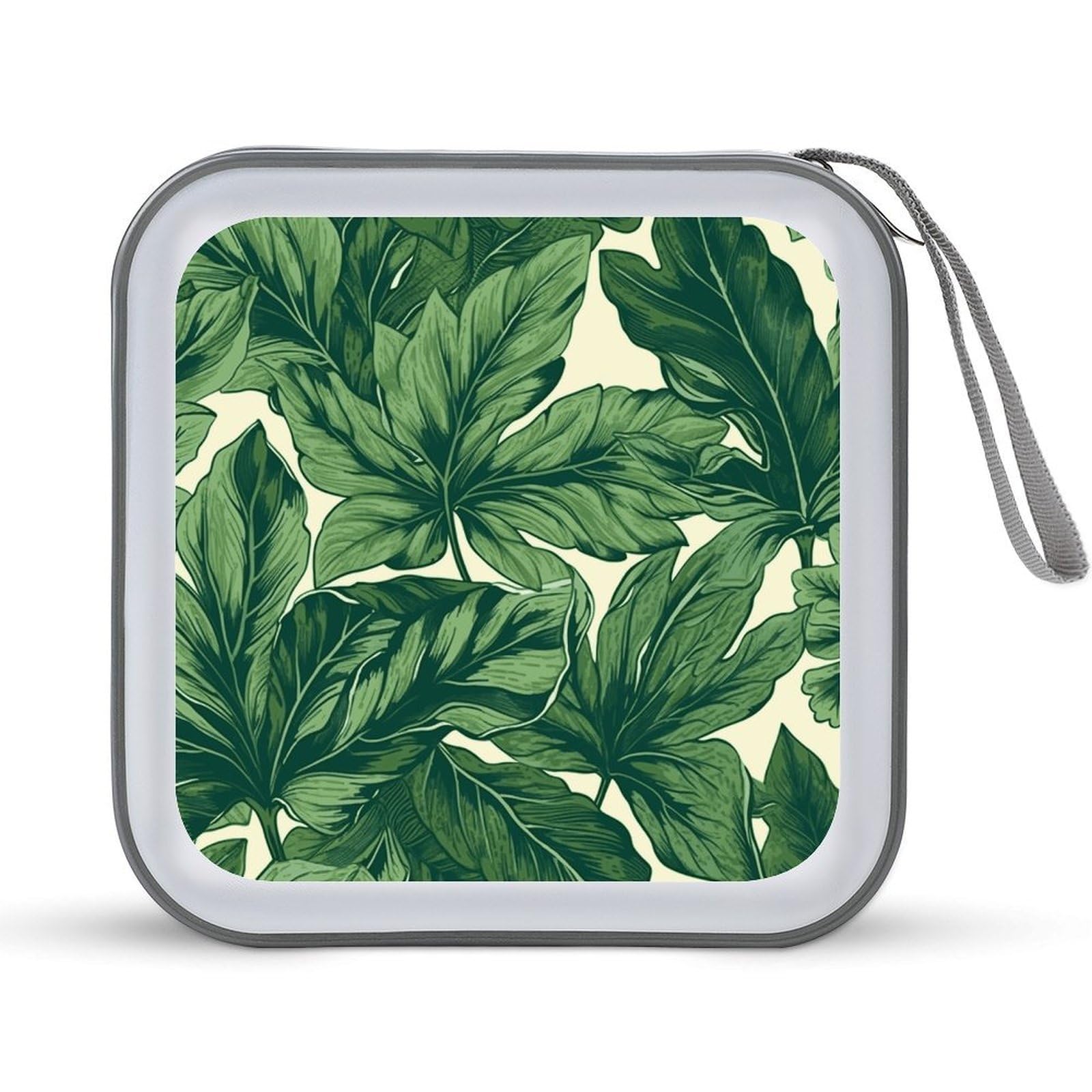 FekiLoot Green Foliage Botanical CD Case 40 Capacity DVD Case Holder Hard Plastic DVD Disc Storage Binder for Car Portable Zipper Disc Storage Organizer Wallet Bag for Home Travel