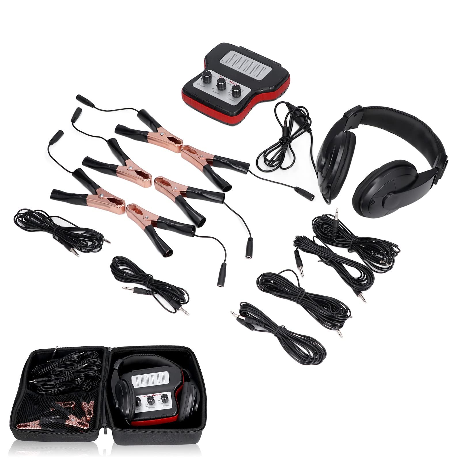 Elektronisches Stethoskop, 6-Kanal-Auto-Stethoskop-Set 100 Hz – 10 kHz Auto Noise Finder Diagnosehörgerät Elektronisches Stethoskop-Diagnoseset mit Kopfhörern