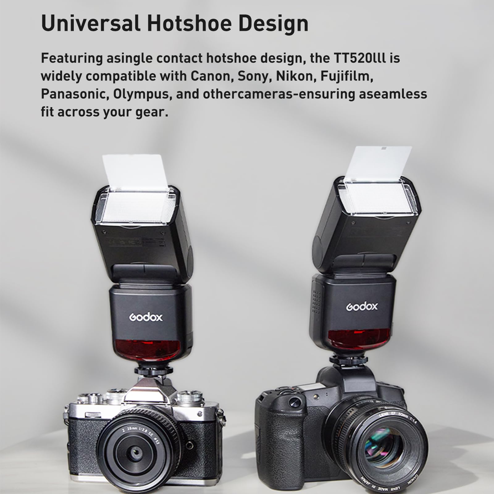 Godox TT520iii Flash per Fotocamera Speedlite Con Lanciatore Rt-16, 433 Mhz Wireless Flash Gn33 S1/s2, Controllo Ottico Singolo, Funzionamento A Batteria, Compatibile con Fotocamere