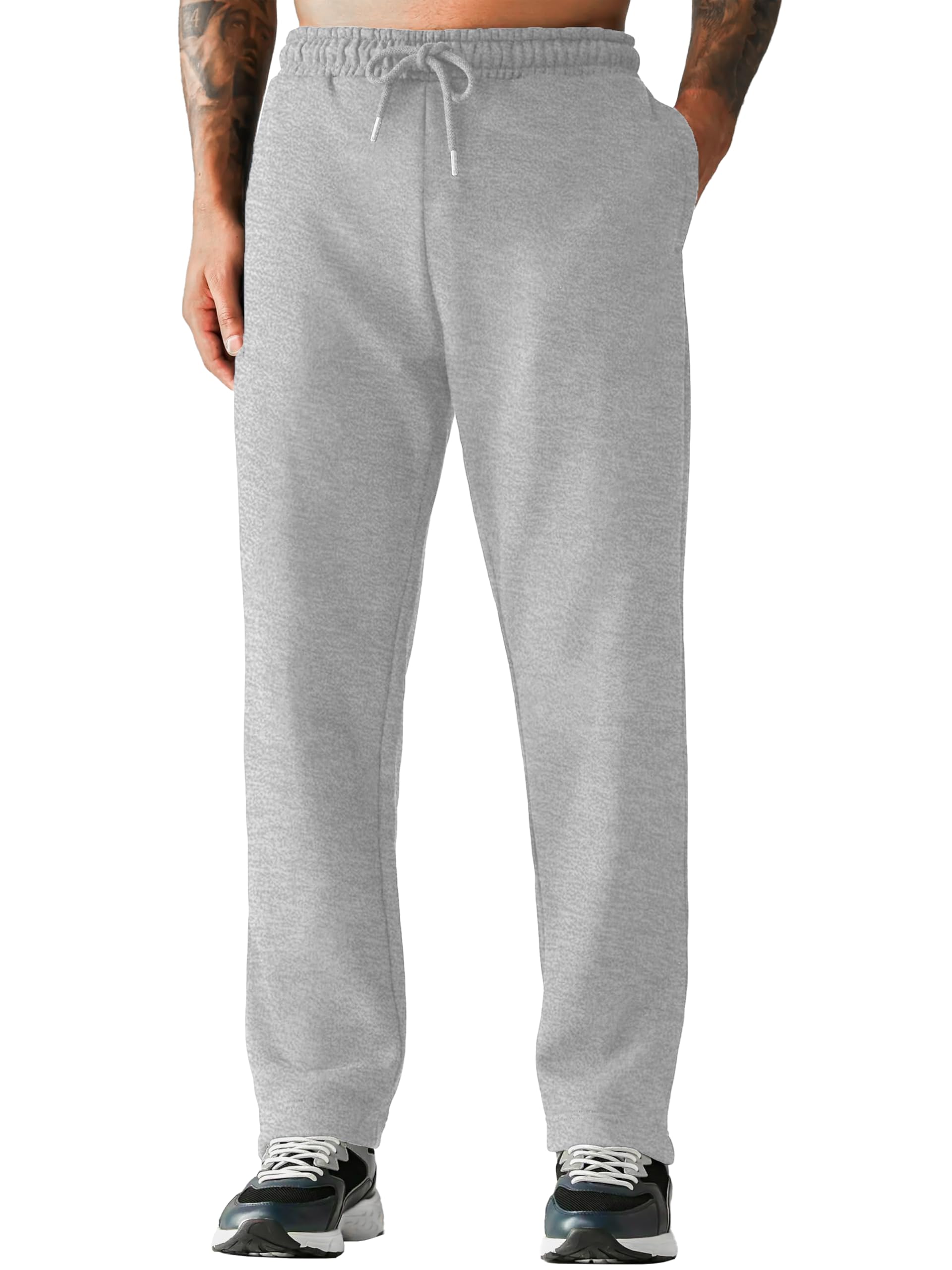 Joggers for Men UK Tracksuit Jogging Bottoms Men’s Fleece Joggers Open-Hem Sweatpants with Pockets Drawstring Trousers Gym Workout