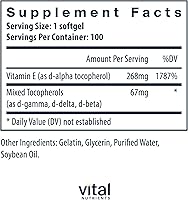 Vista 2 de Vital Nutrients Vitamina E con tocoferoles mixtos - Potentes suplementos antioxidantes de vitamina E para apoyar la salud cardiovascular* - Sin