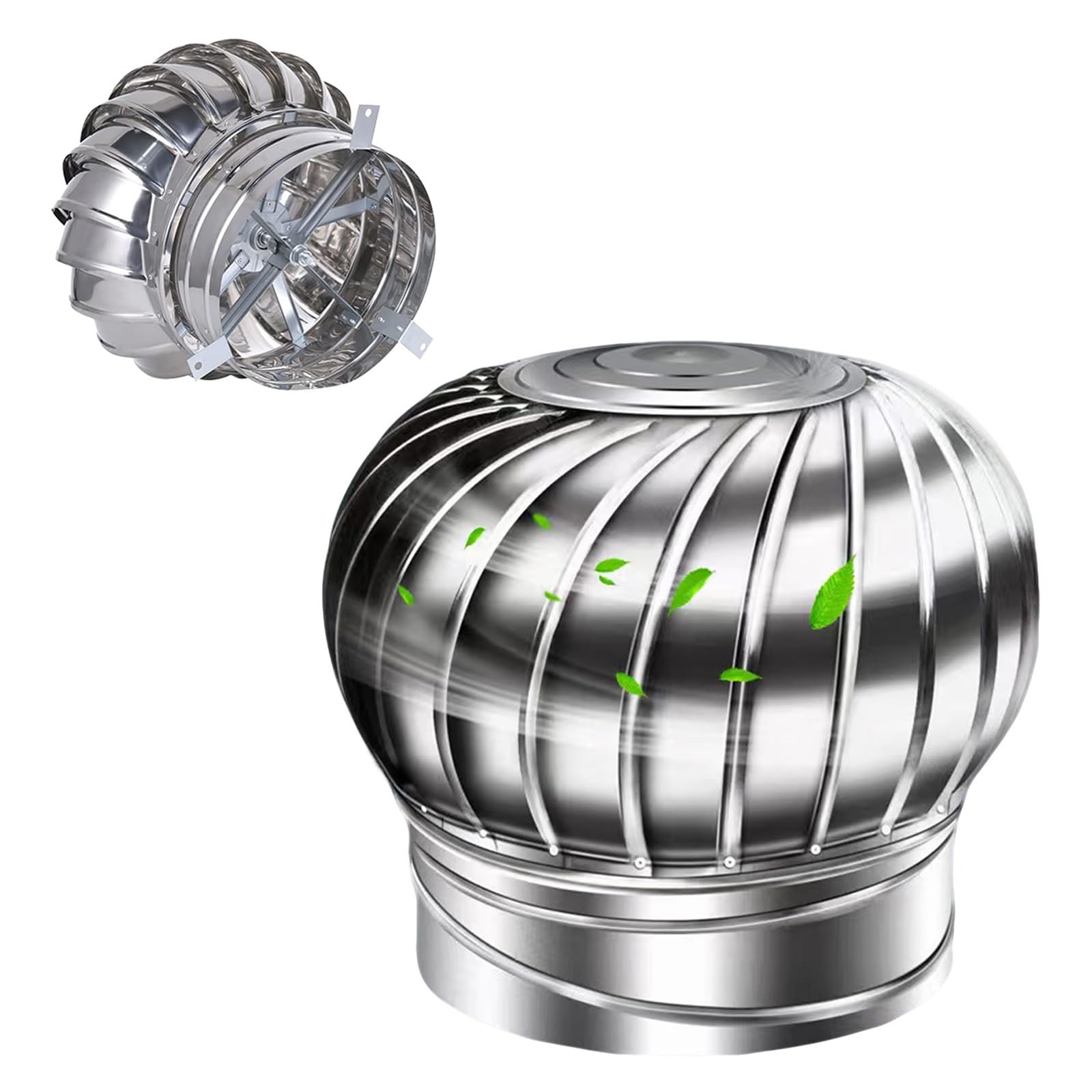 Uzamirlex One Color Chimney Spinner Cowl, Chimney Spinner Cowl Stainless Steel Rotating Vent Cap Rain Cover 75-400Mm(160Mm/6.29In)