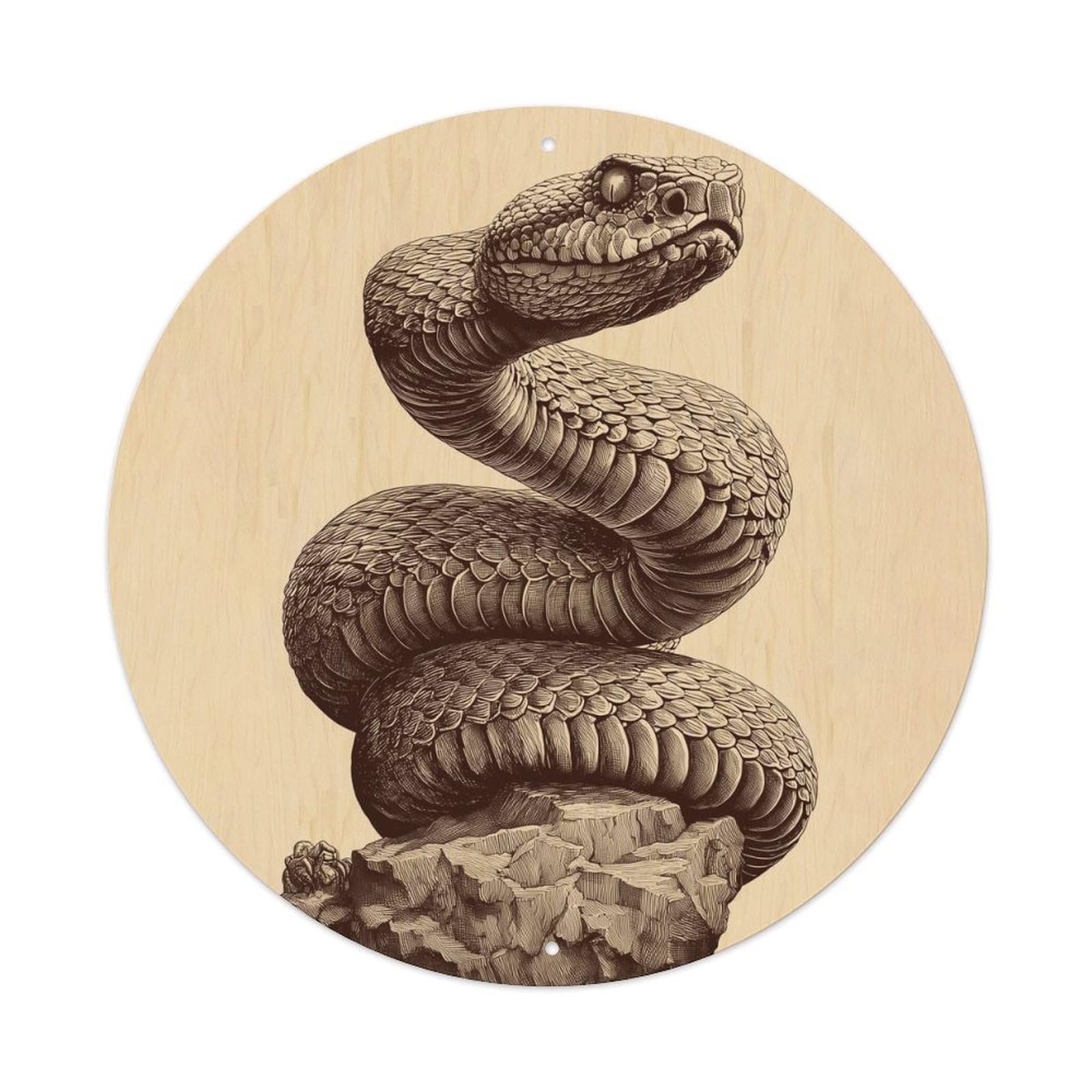 Vintage Animal Snake Viperidae Reptile Natural History Woodcut Style Vintage Metal Tin Sign Plaque Wall Decor for Cafe, Club Bar, Office, Garden Metal Poster 8x8Inch