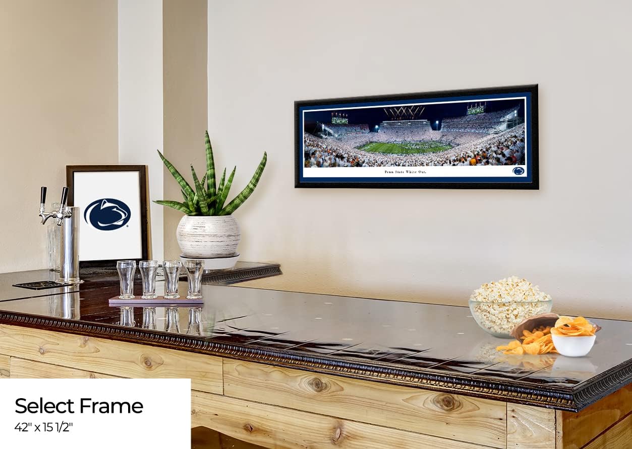 Penn State Football, Run Out (2021 White Out) - 42x15.5-inch Single Mat, Select Framed Picture by Blakeway Panoramas