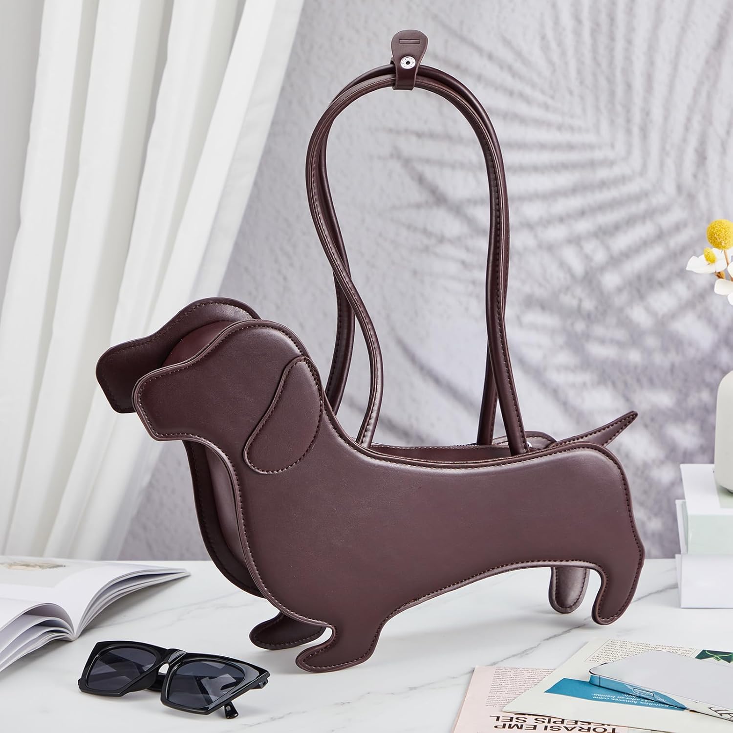 Dachshund Bag, Gifts for Women Purse Dachshund Dog Shaped Shoulder Bag Cute Pet PU Leather Tote Handbag for Puppy Lovers Mom Daughter Friends Weiner Sausage Dog Birthday Gifts - Image 3