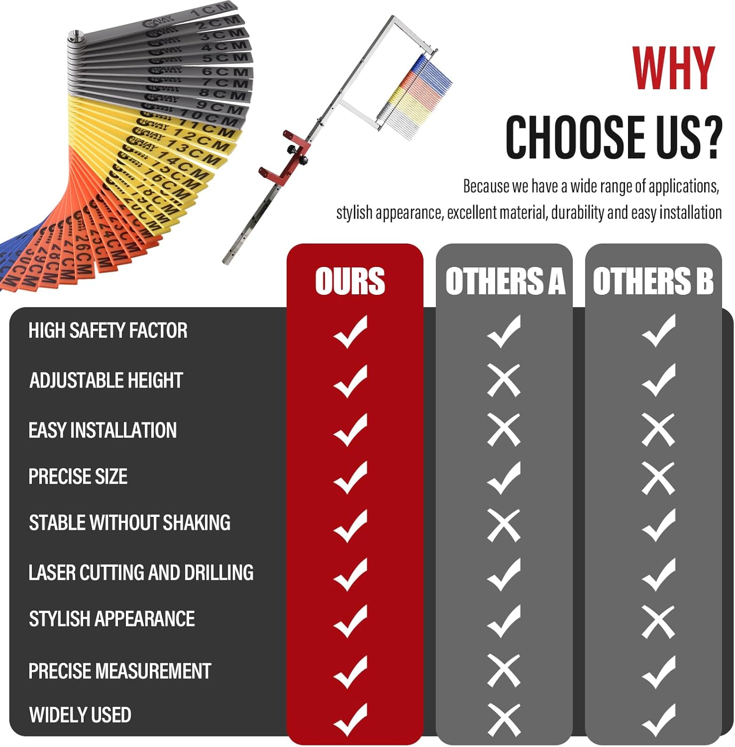 Vertical Jump Tester | Vertical Jump Measurement Tool | 3.9-11.5Ft Adjustable Vertical Jump Trainer | Wall Mounted Jump Height Measurement Pole | Basketball Volleyball Jump Training Equipment