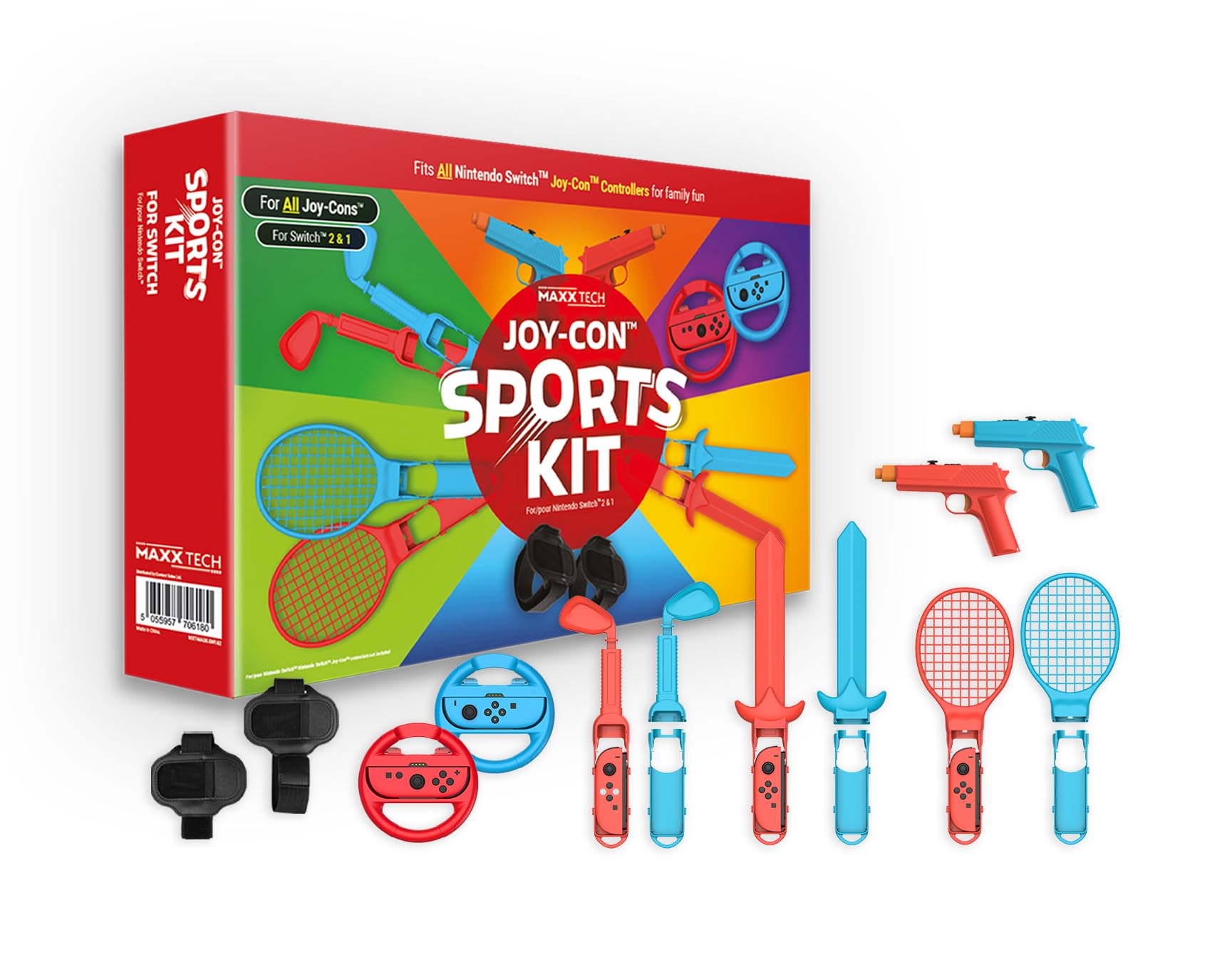 Maxx Tech Joy-Con Sports Kit for Nintendo Switch 2&1, Switch Sports, 12in1 Joy-con sports kit, Nintendo Switch 2 & 1 compatible
