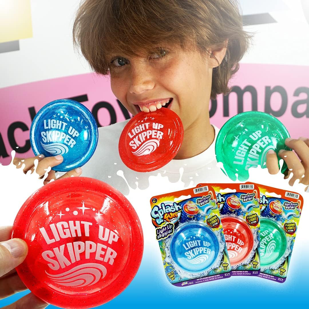 JA-RU Light Up Water Skipper Disc (3 Disc Toys) Skip Ball for Kids. Outdoor Water Sports Games. Cool Beach Gadgets & Swimming Pool Summer Toys. Easter Basket Stuffers. 862-3p image 4 of 7 B08128XBYH