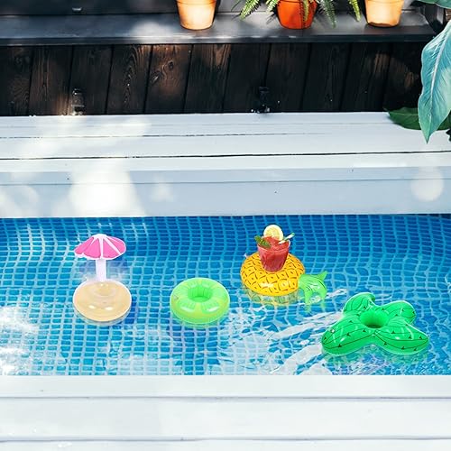Miniatura 2 de Yzpacc 20 soportes inflables para bebidas para piscina y bañera de hidromasaje, accesorios para adultos, flotador de piscina de flamenco, palmera