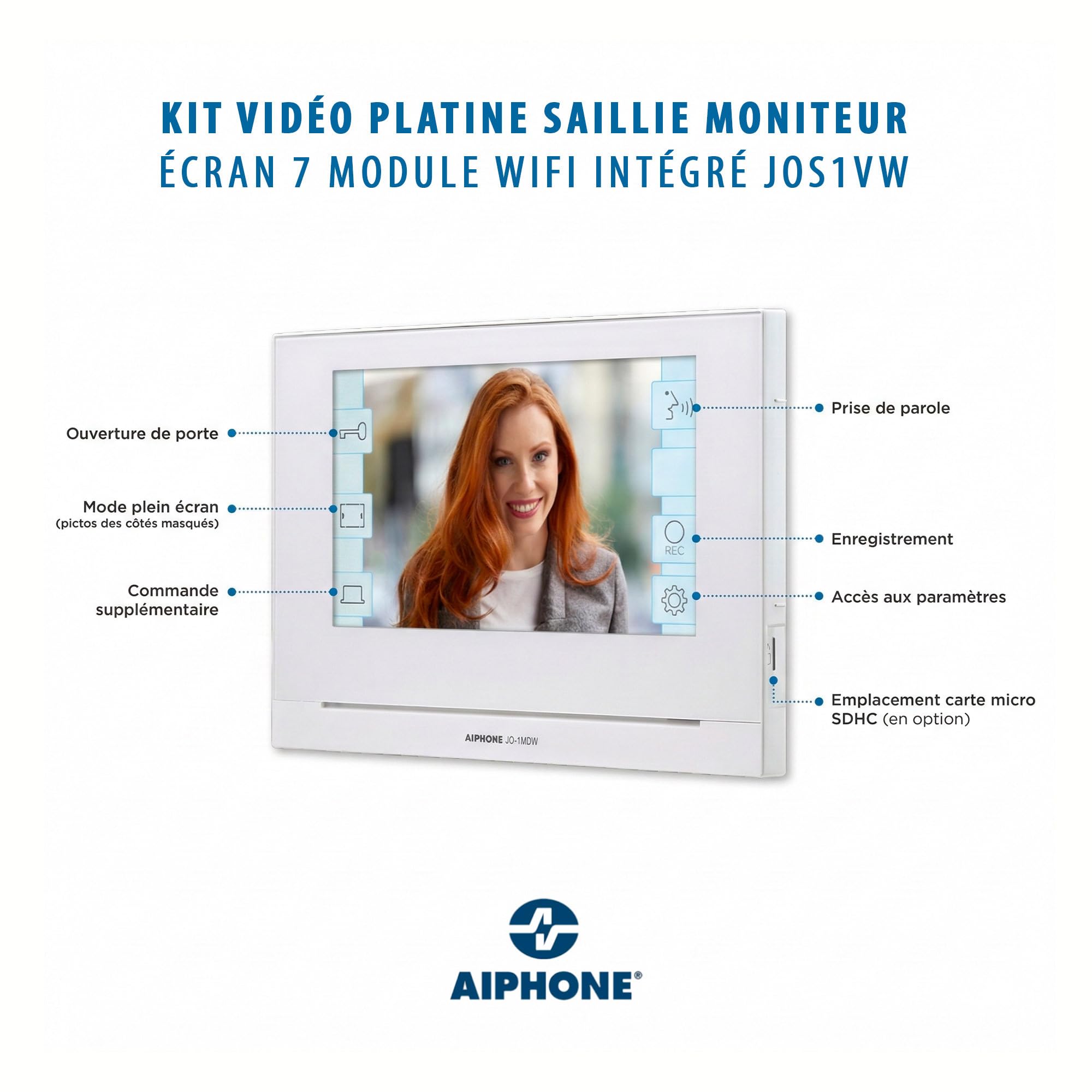 kit vidéo couleur - saillie - module wifi intégré - aiphone jos1vw