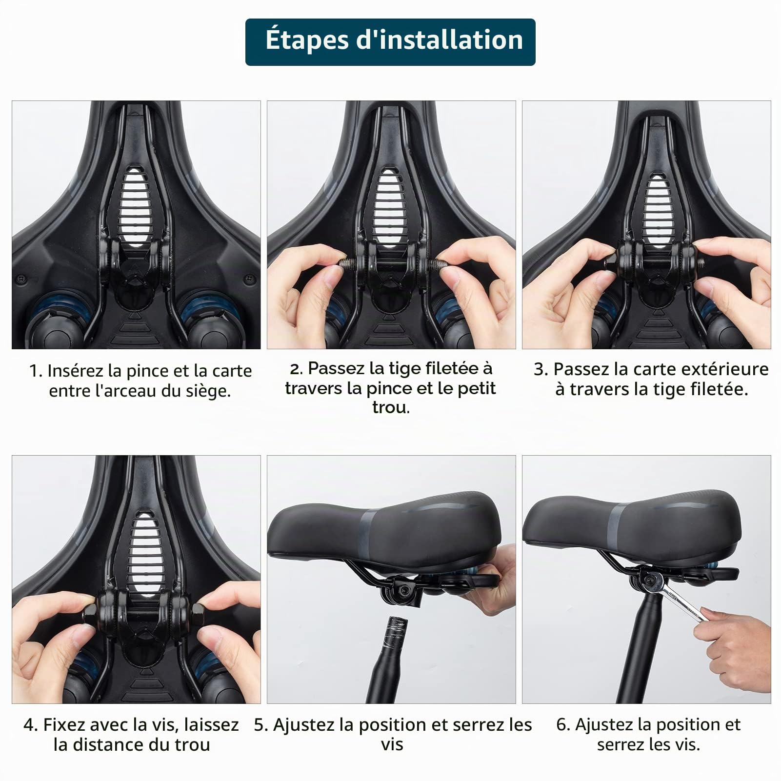 ROCKBROS Selle Vélo Confortable, Selle de VTT Confort Ergonomique, Siège de Vélo Gel Creux Respirant Amortisseur Imperméable Réfléchissant Stable pour VTT Vélo de Route Vélo de Ville Noir Marron
