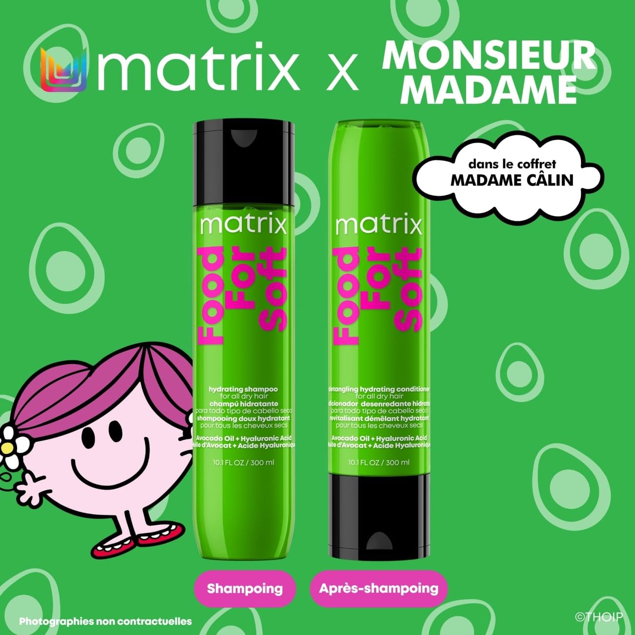 Matrix, Coffret Duo Madame Câlin, Hydratation, Nutrition et Douceur, Cheveux Secs à Très Secs, Acide Hyaluronique et Huile d'Avocat, Food For Soft x Monsieur Madame
