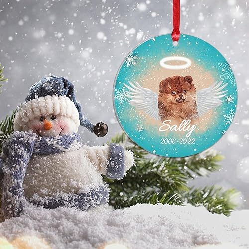 Miniatura 3 de WoGuangis Chow Chow con alas Perro en el Cielo Acrílico Adorno de Navidad para Mascotas Memorial Adornos de Navidad para árbol Personalizado