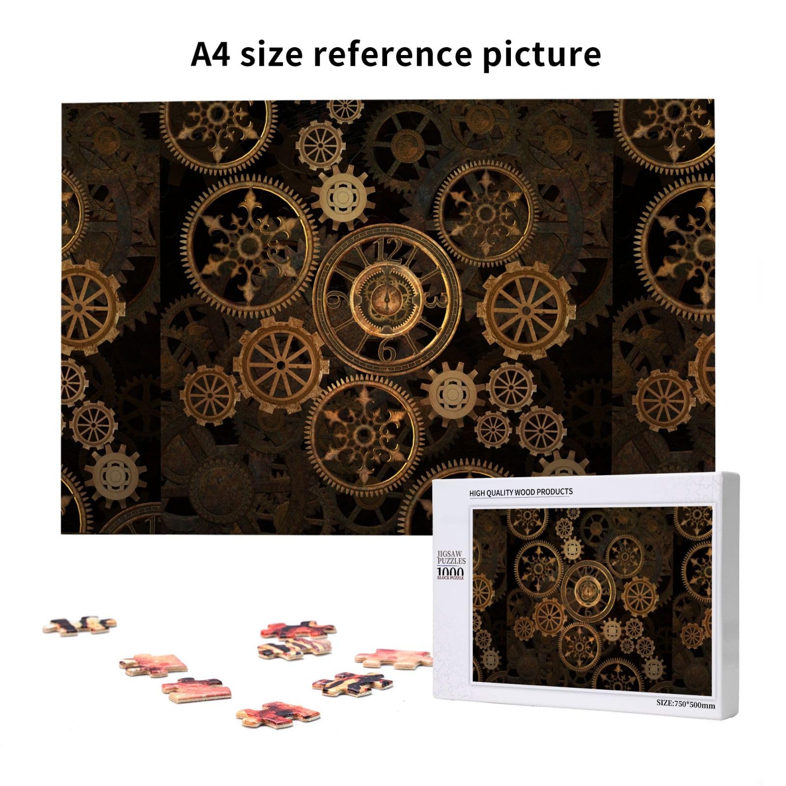 Gioco di puzzle per adulti, puzzle impegnativi, puzzle da 1000 pezzi, arte steampunk con ingranaggi