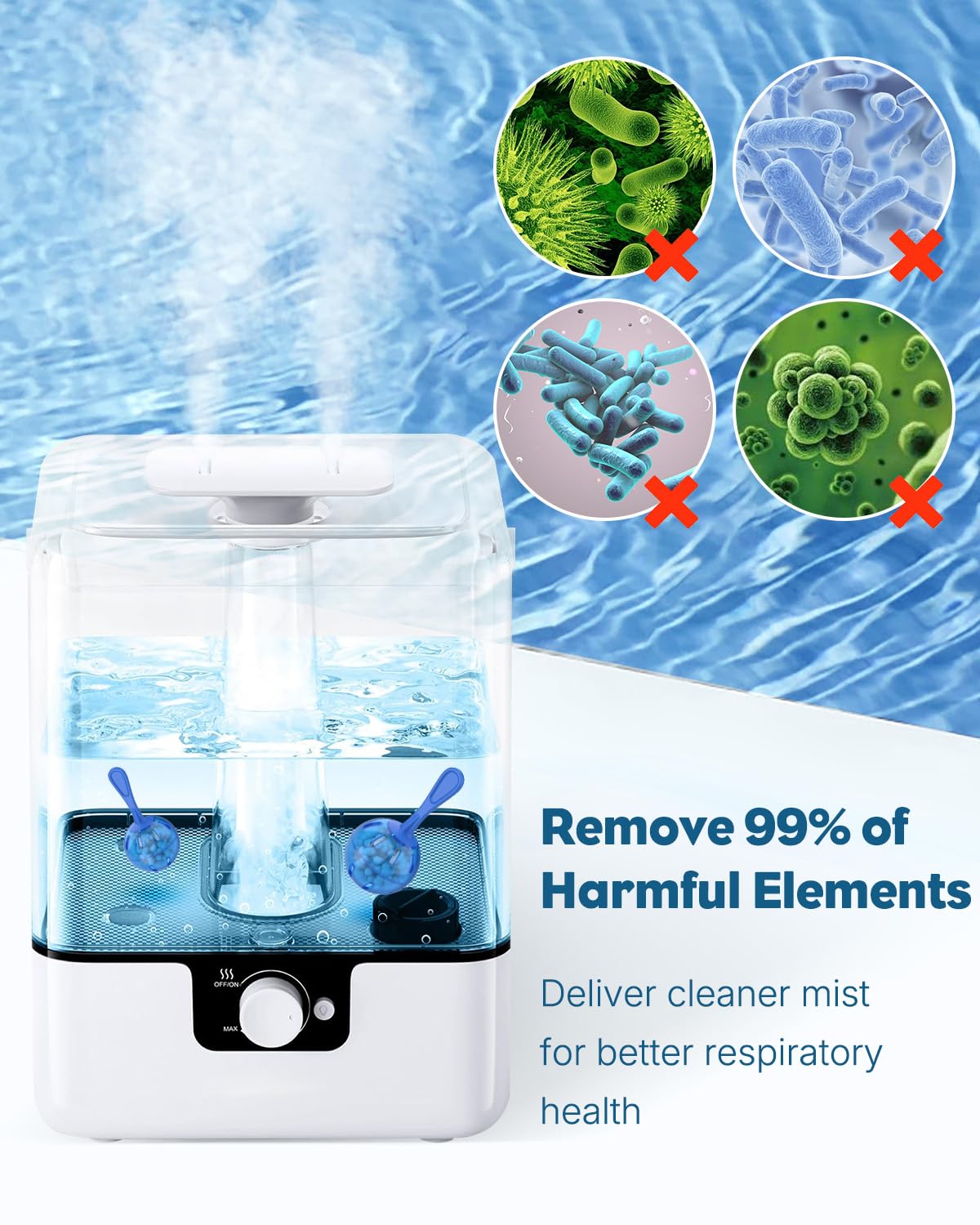 Pawfly Nettoyeur Humidificateur Balle Déméralisation pour Humidificateur et Aquarium Maison Bureau Purifier Eau Éliminer Poussière Blanche Prévenir Calcaire